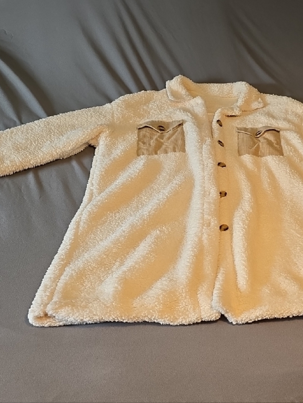 Cozy Cream Sherpa Jacket with Button Front